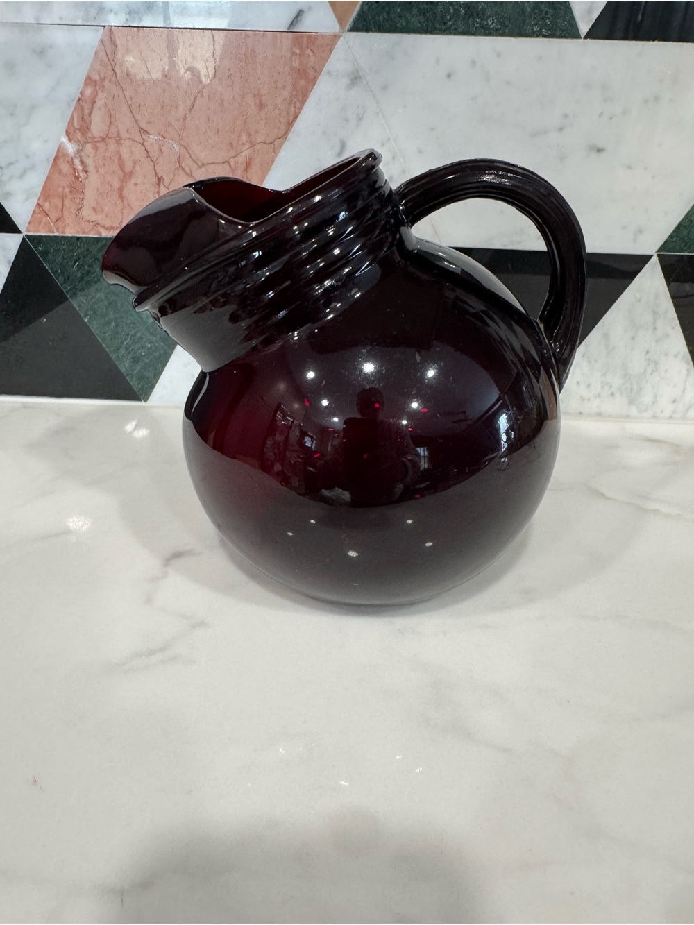 Vintage Anchor Hocking Tileted Glass Pitcher